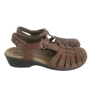 Drexlite Women’s 6.5 Leather Sandals Brown Comforts Shoes